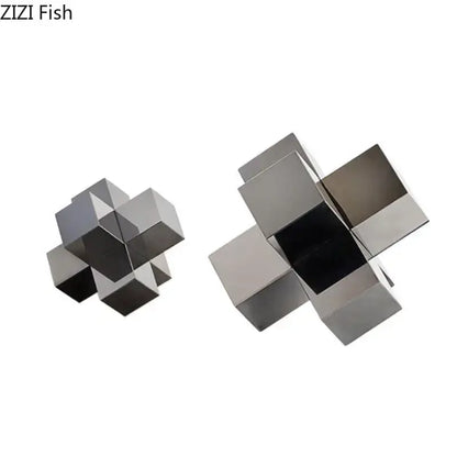 cross crystal black geometric interlocking sculpture living room decor