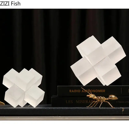 cross crystal black geometric interlocking sculpture living room decor