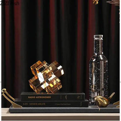 cross crystal black geometric interlocking sculpture living room decor