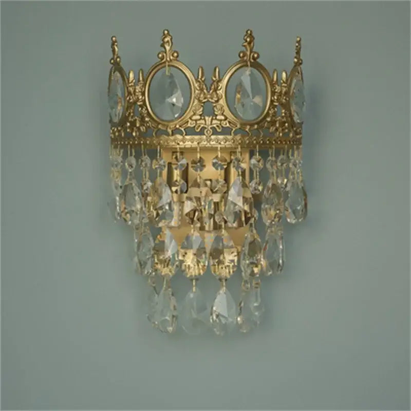 crown crystal chandelier gold pendant light for bedroom