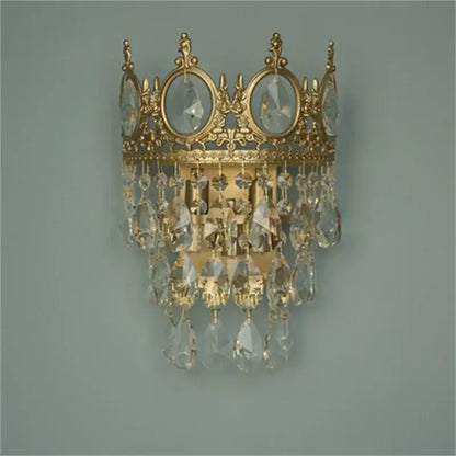 crown crystal chandelier gold pendant light for bedroom
