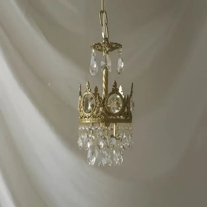 crown crystal chandelier gold pendant light for bedroom