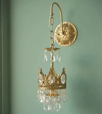 crown crystal chandelier gold pendant light for bedroom