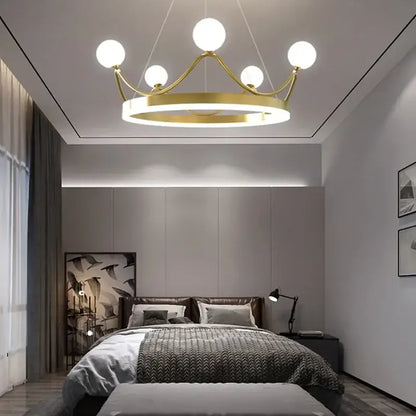 crown led chandelier gold and white kids room pendant light