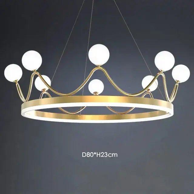 crown led chandelier gold and white kids room pendant light