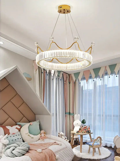 crown petal led crystal gold chandelier bedroom light