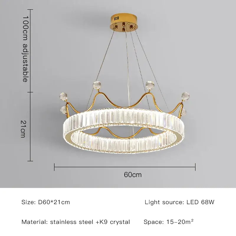 crown petal led crystal gold chandelier bedroom light