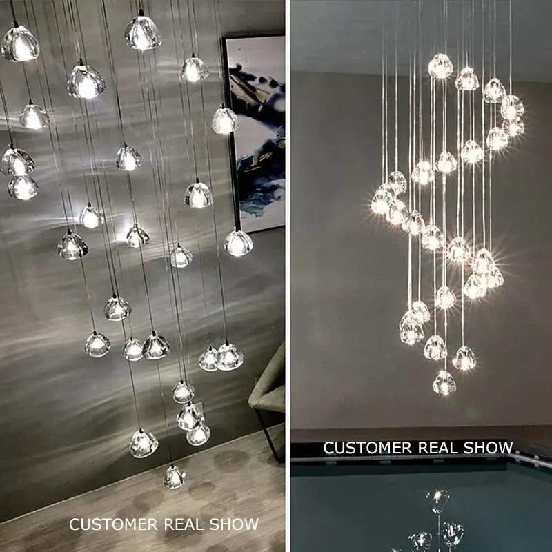 crystal ball chandelier staircase pendant light for dining room