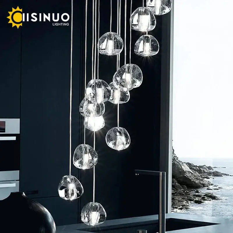 crystal ball chandelier staircase pendant light for dining room