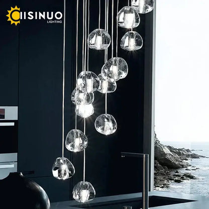 crystal ball chandelier staircase pendant light for dining room