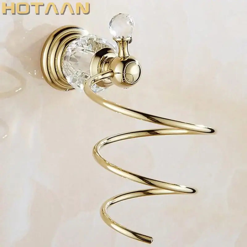 crystal bathroom gold spiral stand hair dryer holder