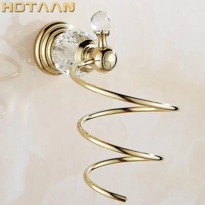 crystal bathroom gold spiral stand hair dryer holder