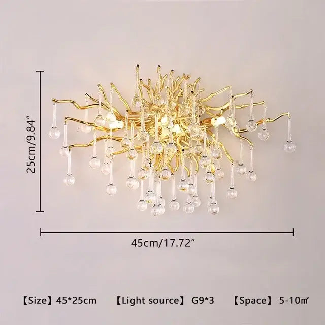 crystal branch chandelier for living room led pendant light