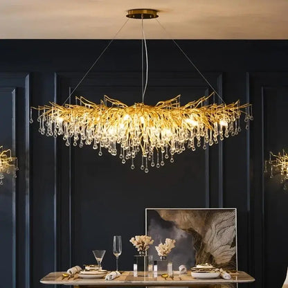 crystal branch chandelier for living room led pendant light