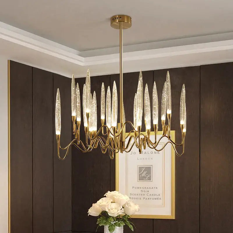 crystal branch chandelier gold dining room led light