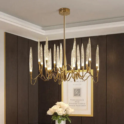 crystal branch chandelier gold dining room led light