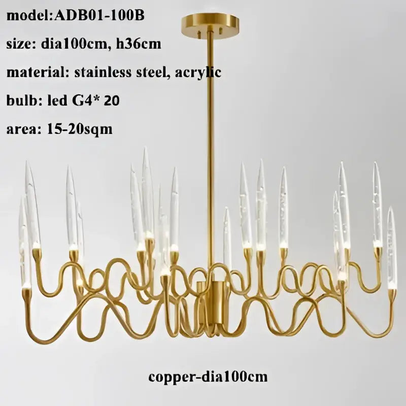 crystal branch chandelier gold dining room led light
