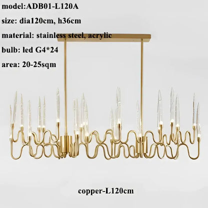 crystal branch chandelier gold dining room led light