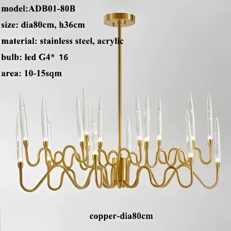 crystal branch chandelier gold dining room led light