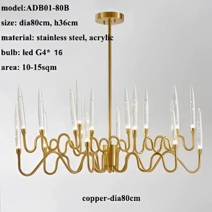 crystal branch chandelier gold dining room led light