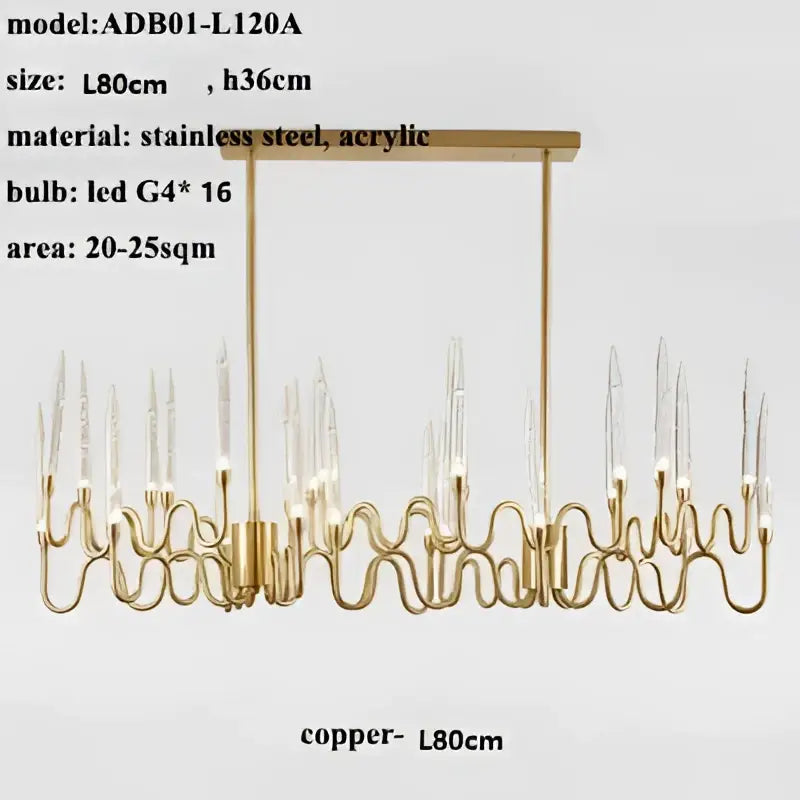 crystal branch chandelier gold dining room led light