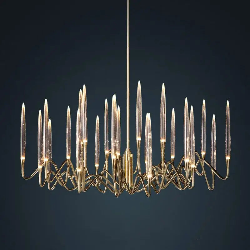 crystal branch chandelier gold dining room led light