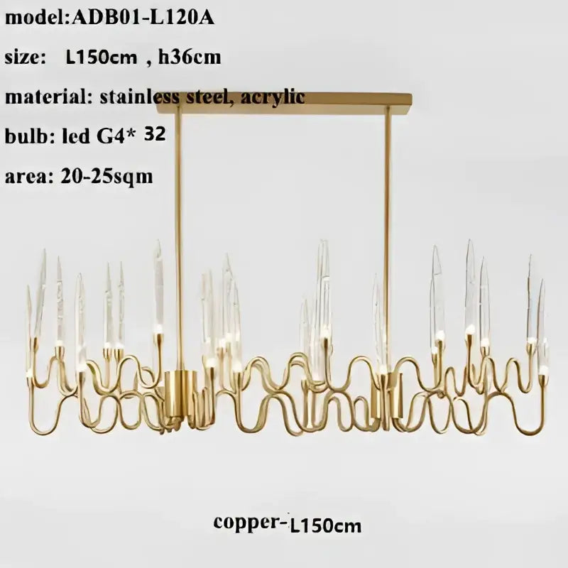 crystal branch chandelier gold dining room led light