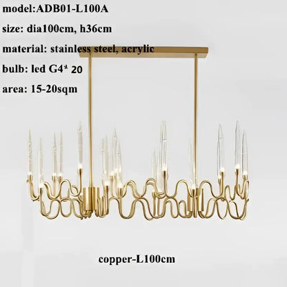 crystal branch chandelier gold dining room led light