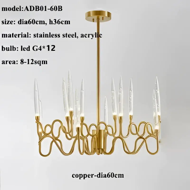 crystal branch chandelier gold dining room led light