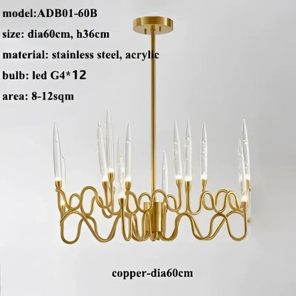 crystal branch chandelier gold dining room led light