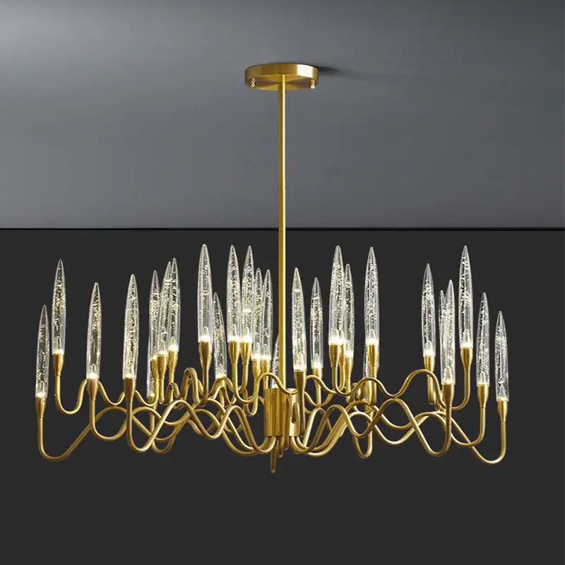 crystal branch chandelier gold dining room led light