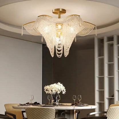 crystal butterfly gold tassel chandelier living room light