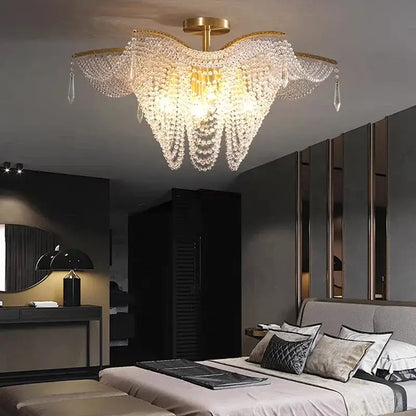 crystal butterfly gold tassel chandelier living room light