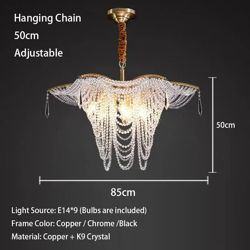 crystal butterfly gold tassel chandelier living room light