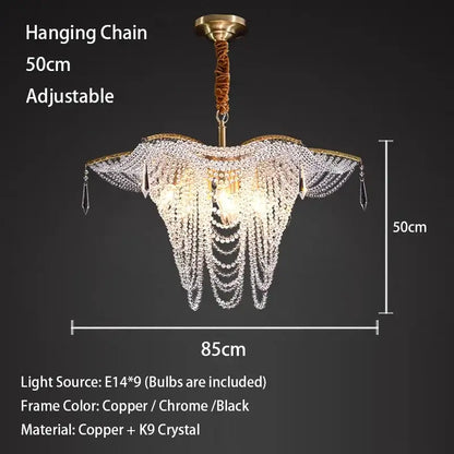 crystal butterfly gold tassel chandelier living room light
