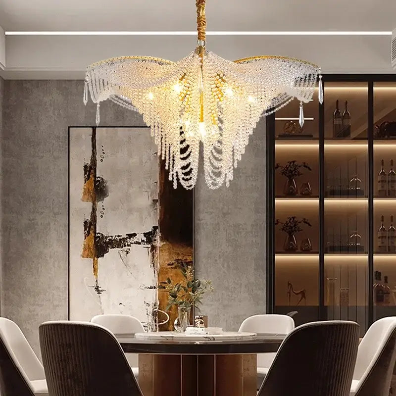 crystal butterfly gold tassel chandelier living room light
