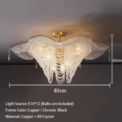 crystal butterfly gold tassel chandelier living room light
