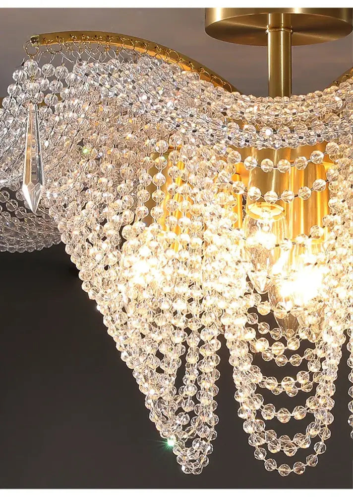 crystal butterfly gold tassel chandelier living room light