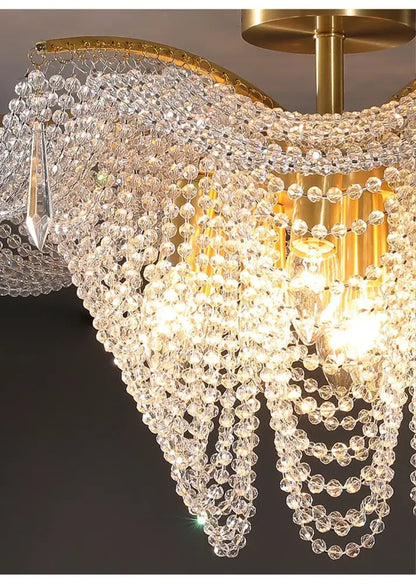 crystal butterfly gold tassel chandelier living room light