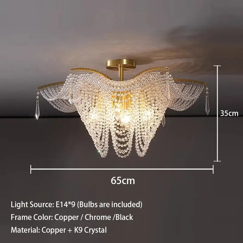 crystal butterfly gold tassel chandelier living room light