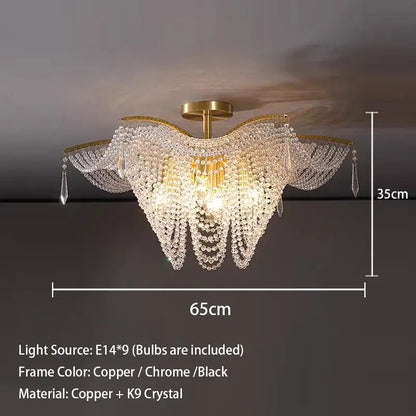 crystal butterfly gold tassel chandelier living room light