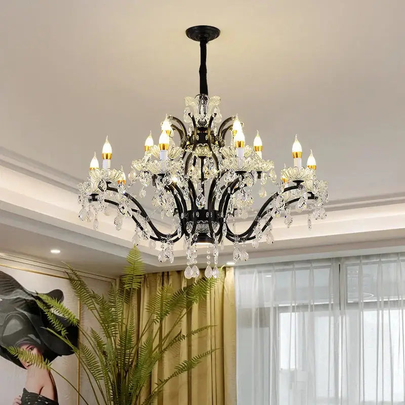 crystal candle chandelier black farmhouse dining room lamp