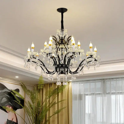 crystal candle chandelier black farmhouse dining room lamp