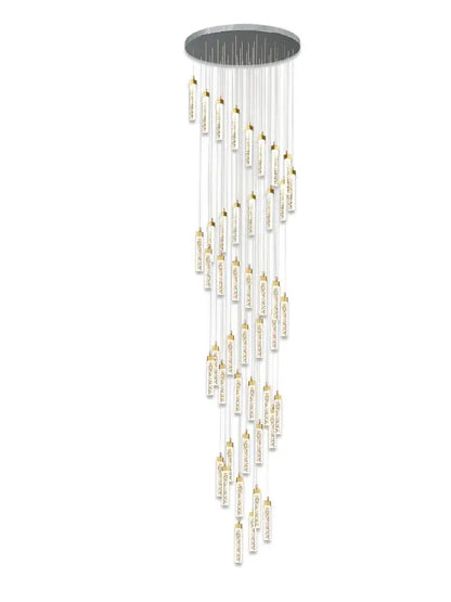 Modern gold crystal ceiling chandelier staircase light dining room