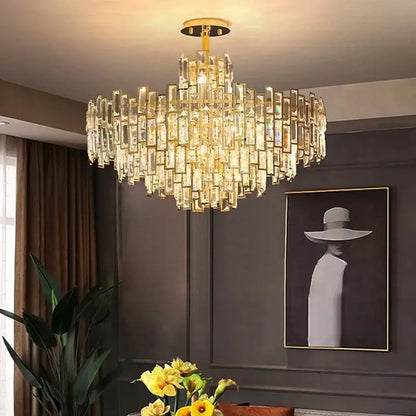 Modern gold crystal ceiling chandelier living room lighting