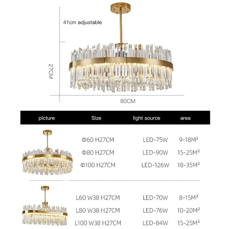 Modern gold crystal ceiling chandelier living room tiered pendant