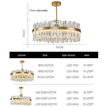 Modern gold crystal ceiling chandelier living room tiered pendant
