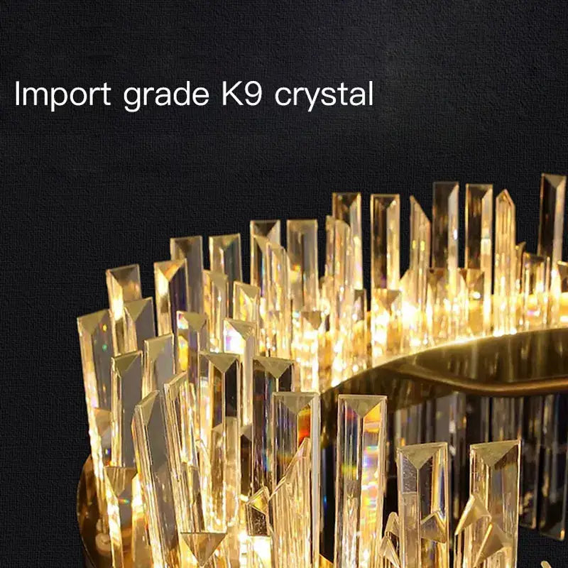 Modern gold crystal ceiling chandelier living room tiered pendant