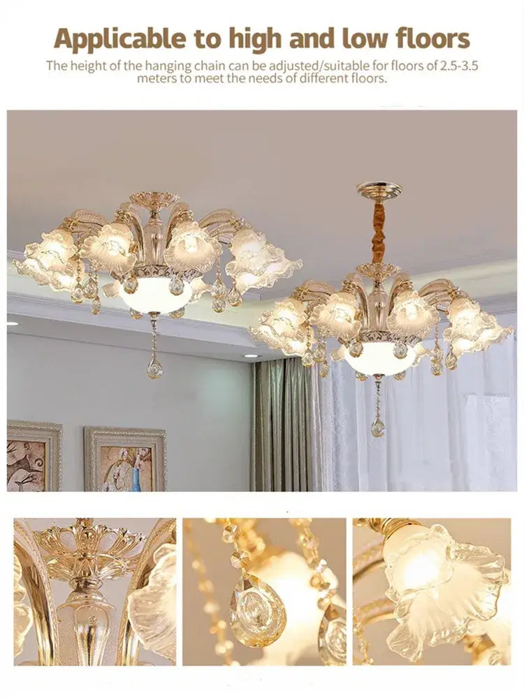Modern luxury gold crystal ceiling chandelier for living room