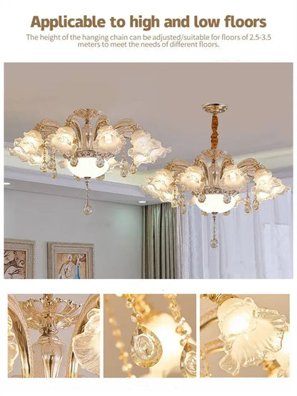 Modern luxury gold crystal ceiling chandelier for living room